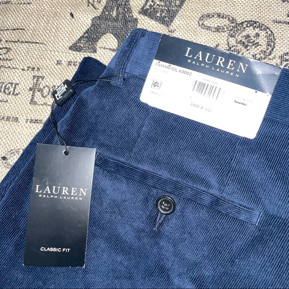 Lauren Ralph Lauren NWT! Classic Fit Dark Teal Corduroy Pant Size 34 - Picture 5 of 14